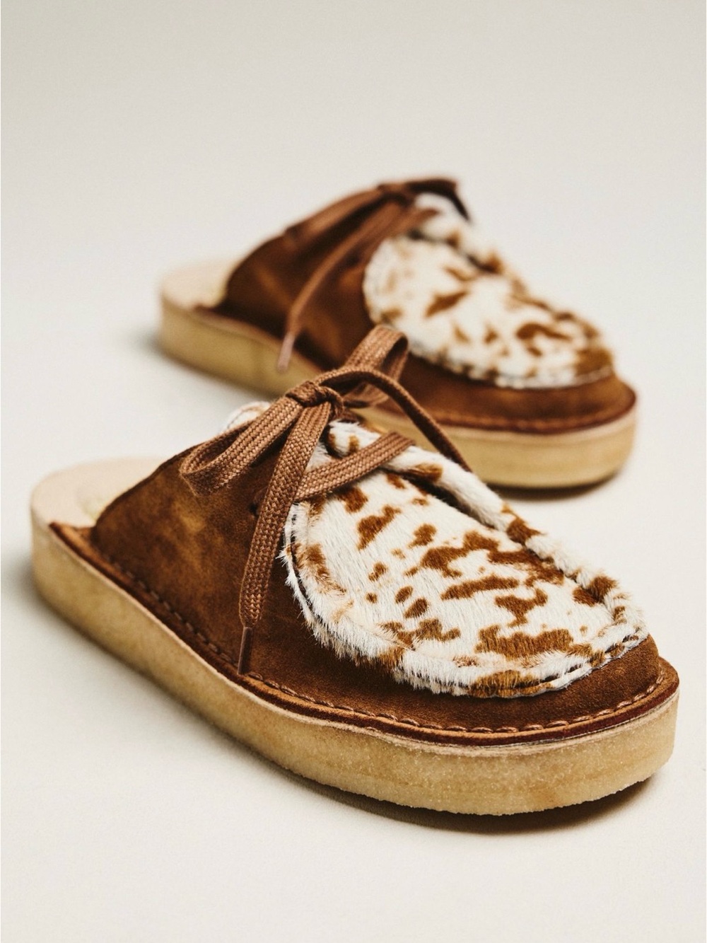 Anthropologie x Clarks Nomad Cow Print Mules - 10